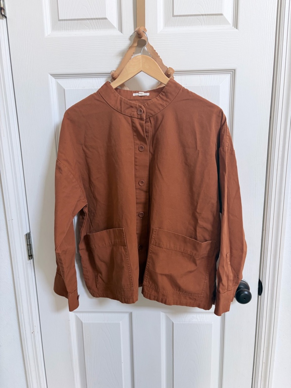Eileen Fisher Terracotta Mandarin Collar Button-Front Utility Jacket, Capsule
